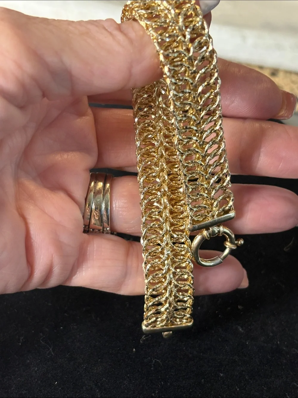 Gold-Tone Woven Chain Bracelet - Unbranded 925?